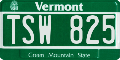 VT license plate TSW825