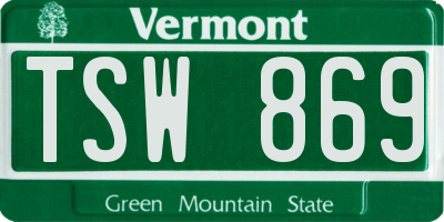 VT license plate TSW869