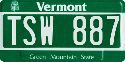 VT license plate TSW887