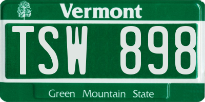 VT license plate TSW898