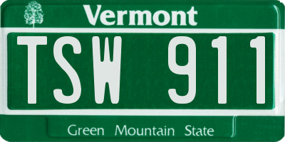 VT license plate TSW911