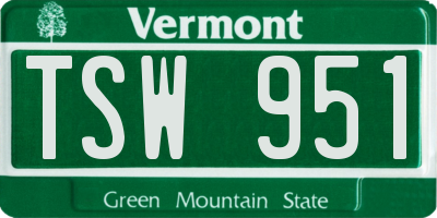 VT license plate TSW951