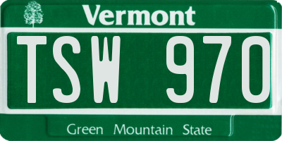 VT license plate TSW970