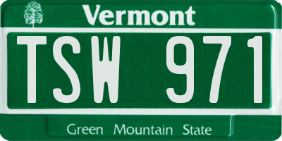 VT license plate TSW971