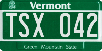 VT license plate TSX042