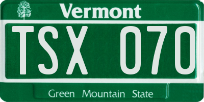 VT license plate TSX070