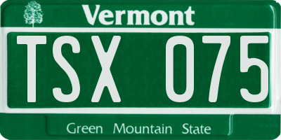 VT license plate TSX075