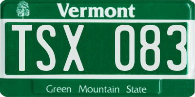 VT license plate TSX083