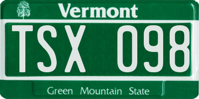 VT license plate TSX098