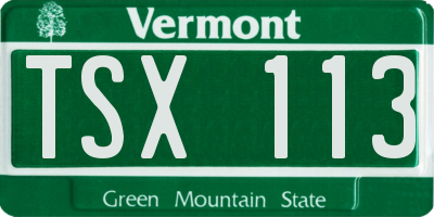 VT license plate TSX113