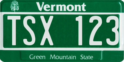 VT license plate TSX123