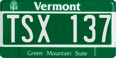 VT license plate TSX137
