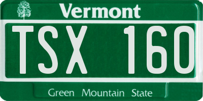 VT license plate TSX160