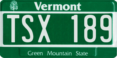 VT license plate TSX189