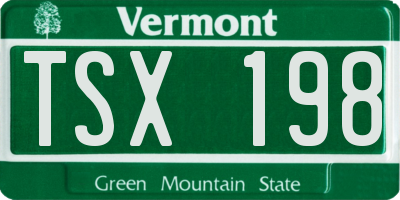 VT license plate TSX198