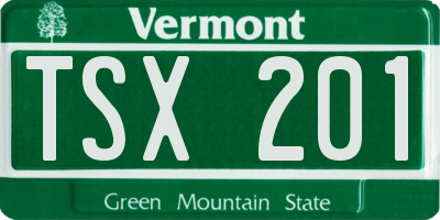 VT license plate TSX201
