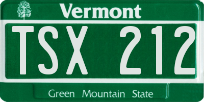 VT license plate TSX212