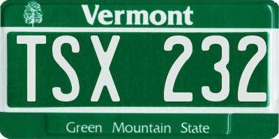 VT license plate TSX232