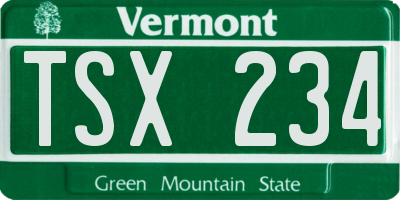 VT license plate TSX234