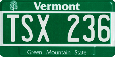 VT license plate TSX236