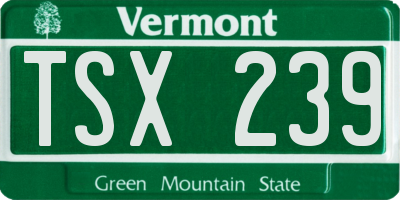 VT license plate TSX239