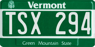 VT license plate TSX294