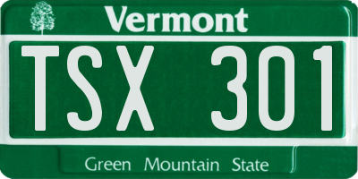 VT license plate TSX301