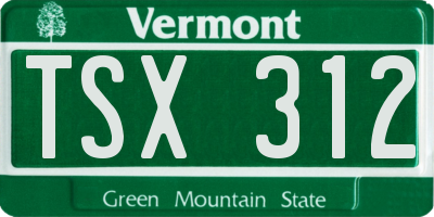 VT license plate TSX312