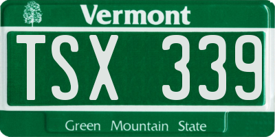 VT license plate TSX339