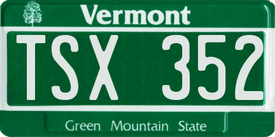 VT license plate TSX352