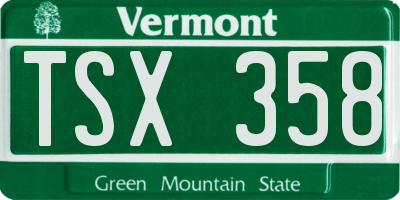 VT license plate TSX358