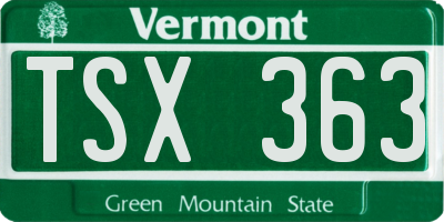 VT license plate TSX363