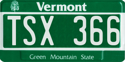 VT license plate TSX366