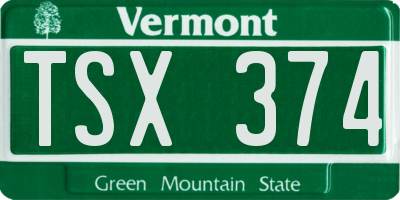 VT license plate TSX374