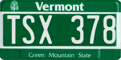 VT license plate TSX378