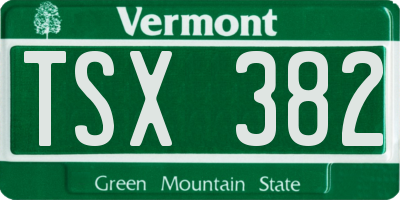 VT license plate TSX382