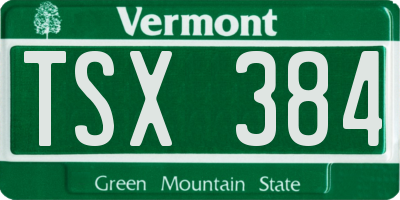 VT license plate TSX384