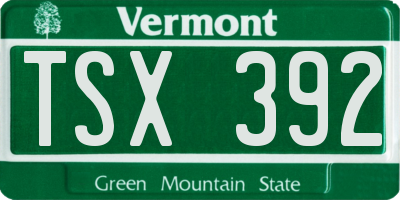 VT license plate TSX392