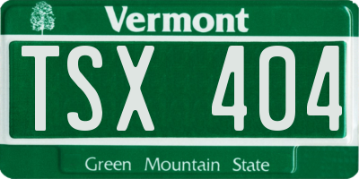 VT license plate TSX404