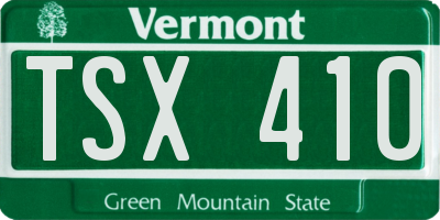 VT license plate TSX410