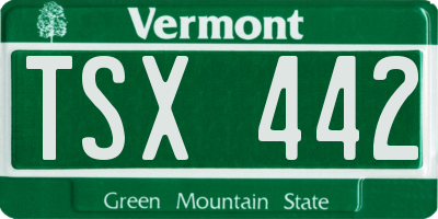 VT license plate TSX442