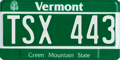 VT license plate TSX443