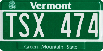 VT license plate TSX474