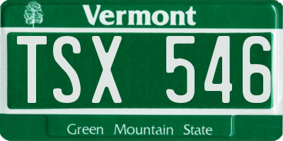 VT license plate TSX546
