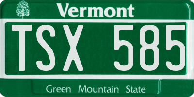 VT license plate TSX585