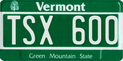 VT license plate TSX600