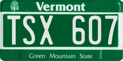 VT license plate TSX607
