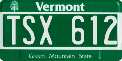 VT license plate TSX612