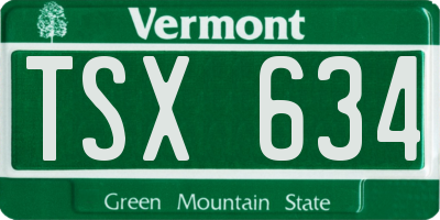 VT license plate TSX634