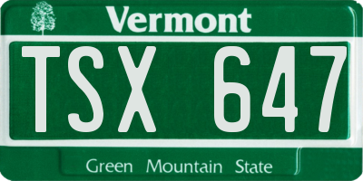 VT license plate TSX647